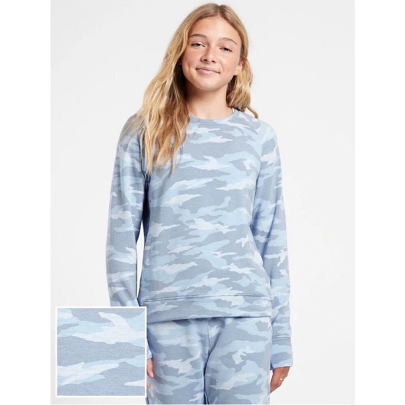 Athleta Other - Athleta Girl Heather Blue Camo Printed Warm Up Sweatshirt Size XXL